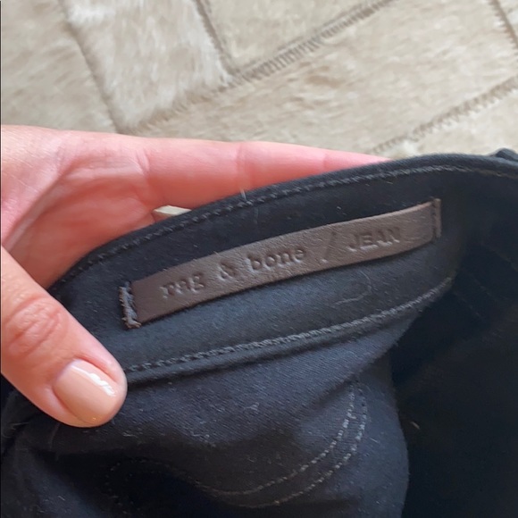 RAG & BONE Black Leather / Cotton Jeans - Picture 3 of 4